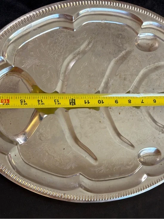 2 Vintage Silver Meat Carving Platter “ Tree of Life” - Picture 10 of 11